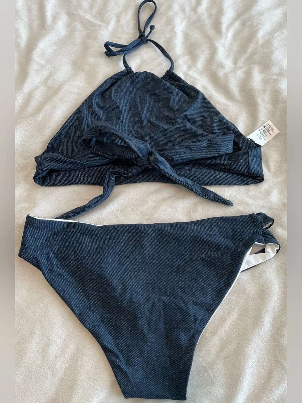 NEW L*Space Bikini Set Lizzie Denim Wrap Top & Estella Bottom Medium Resortwear